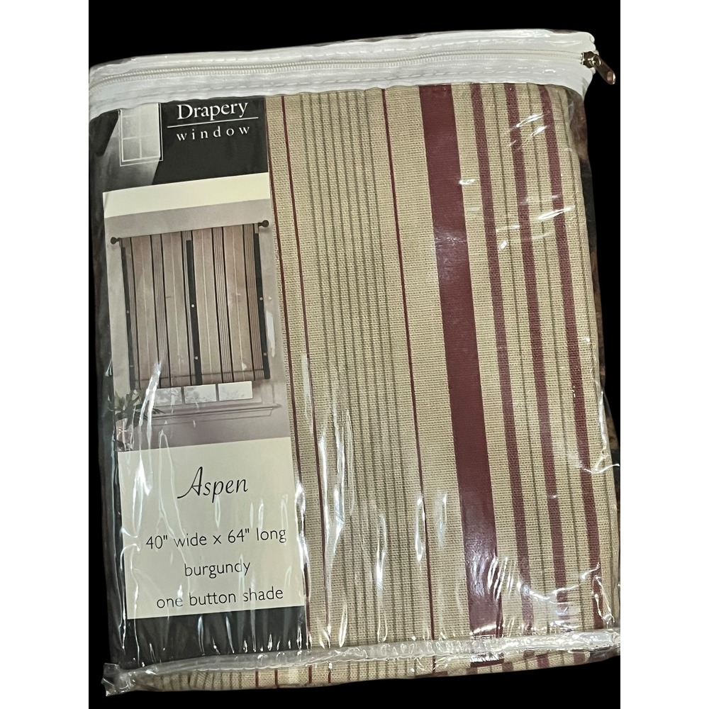Drapery Window Aspen One Button Shade 40x64 Burgundy Striped S. Lichtenberg